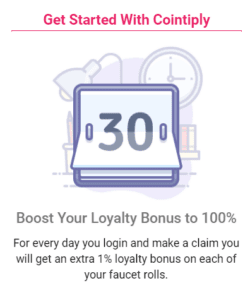 cointiply loyalty bonus 100%