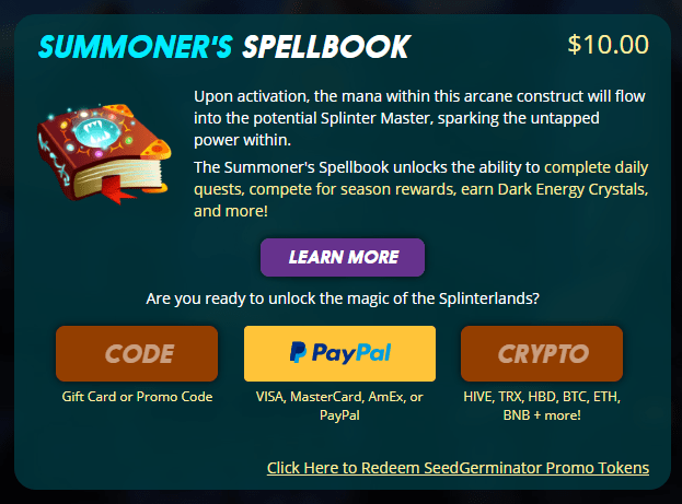earn money playing splinterlands summoner's spellbook