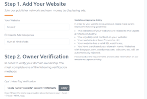 Coinzilla: Ad Network for Crypto Sites add site