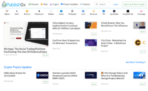 Publish0x: Earn ETH by blogging dashboard
