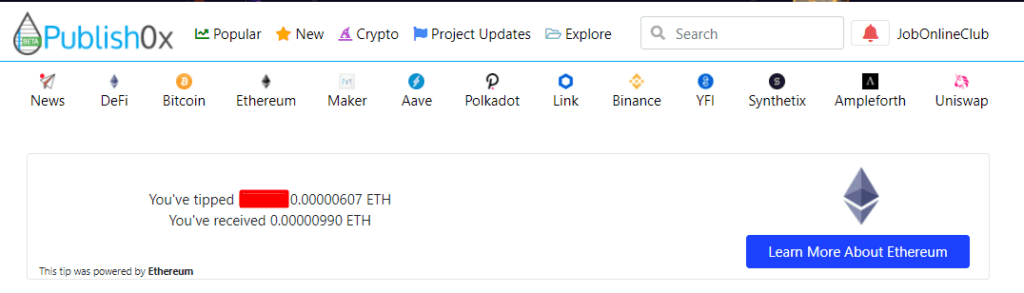 Publish0x: Vote and Earn ETH