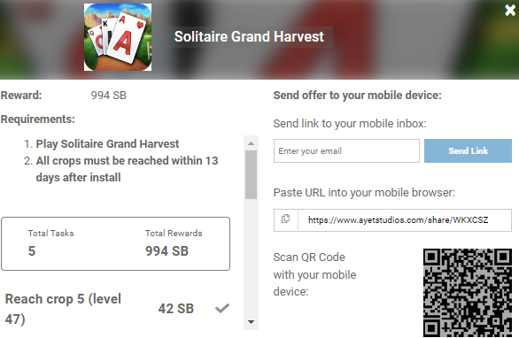 play Solitaire Grand Harvest and earn real money