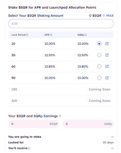 SQR staking APR